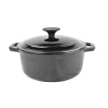 Ensemble de batterie de cuisine / cocotte en fonte émaillée noir rond / ovale de haute qualité